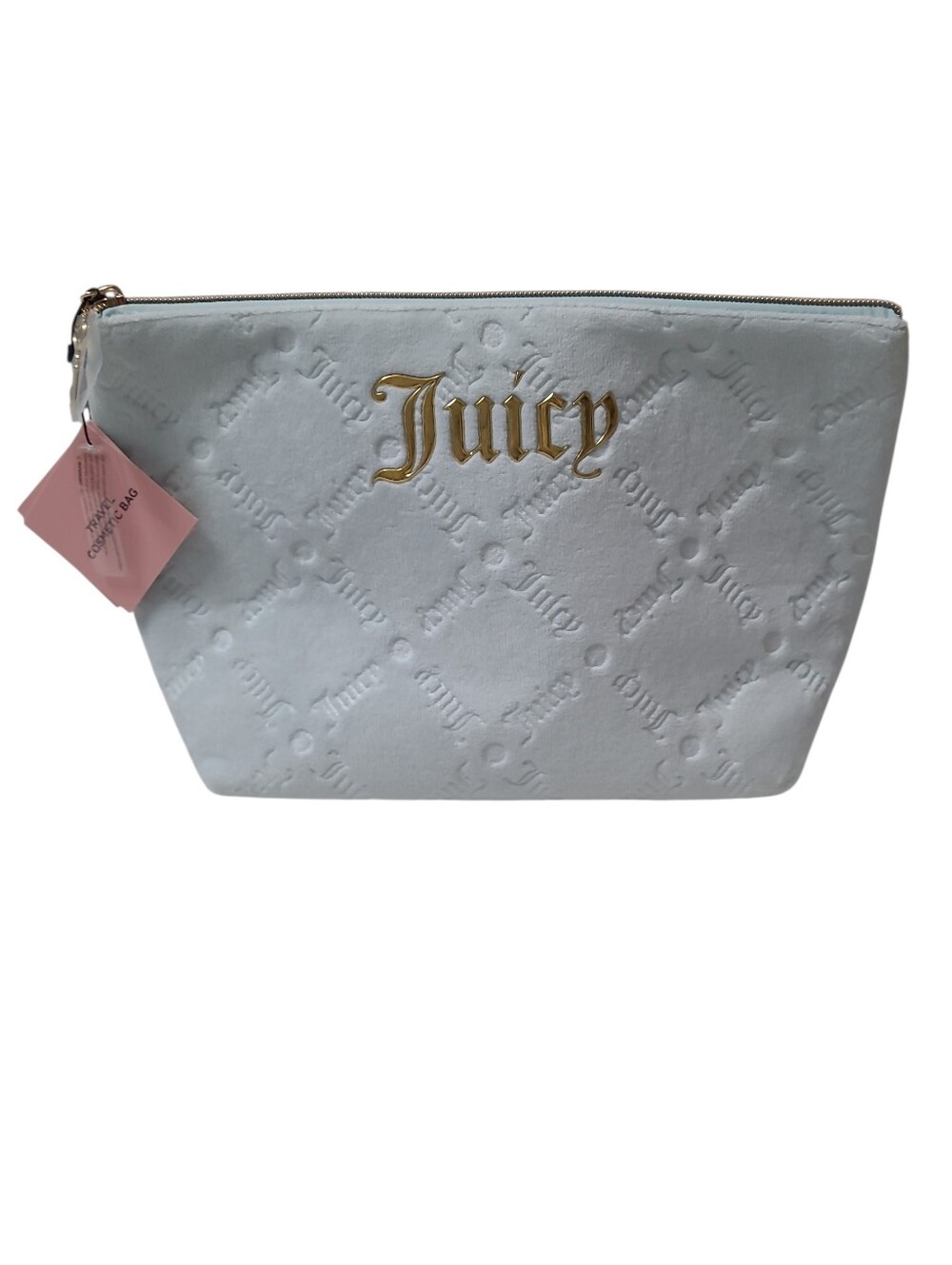 Juicy Couture Light Blue Cosmetic Case with Gold Embossed Logo